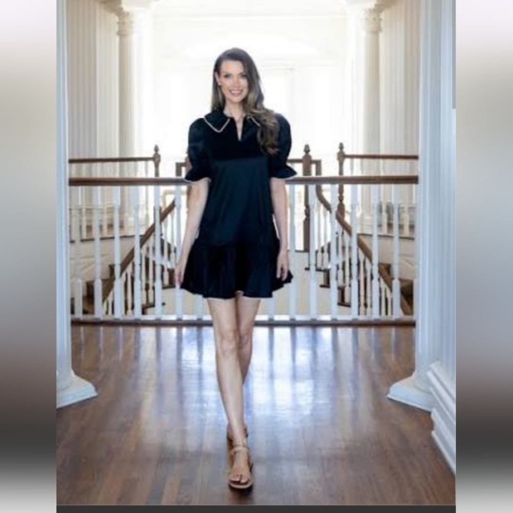 lake lady sarah dress in black with champagne trim  Event Wedding Guest